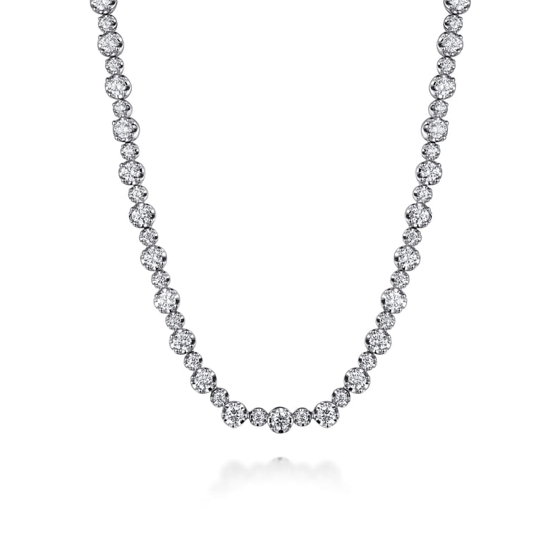 14K White Gold Diamond Tennis Necklace - 2.25 ct - Shot 1