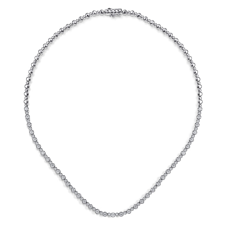 14K White Gold Diamond Tennis Necklace - 2.25 ct - Shot 2