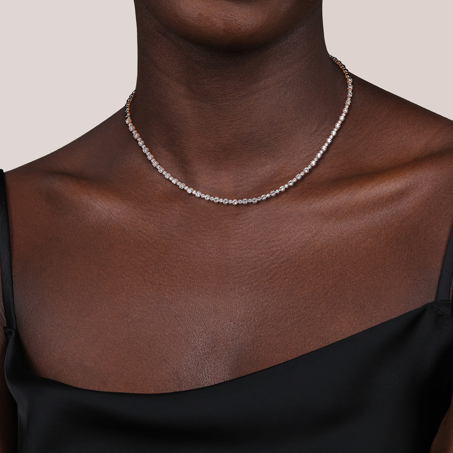 14K White Gold Diamond Tennis Necklace