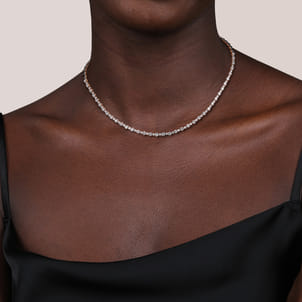 14K White Gold Diamond Tennis Necklace