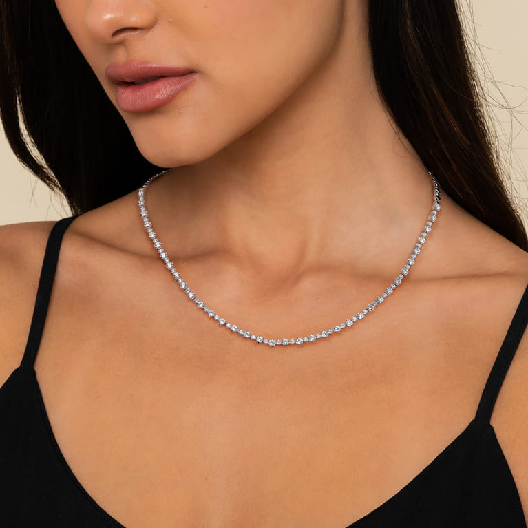 14K White Gold Diamond Tennis Necklace - 2.25 ct - Shot 3