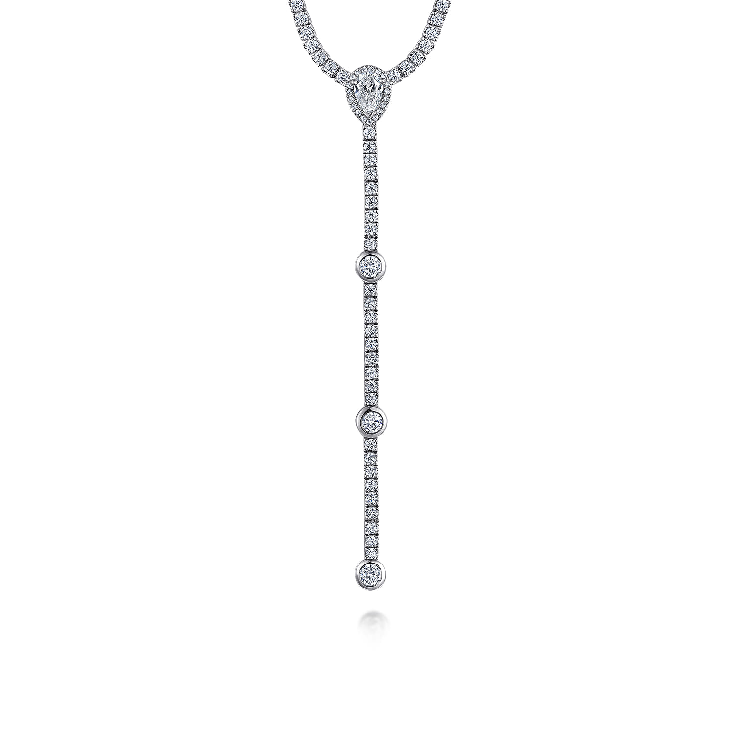 14K White Gold Diamond Tennis Necklace - 5.5 ct - Shot 1