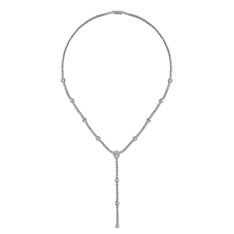 14K White Gold Diamond Tennis Necklace - 5.5 ct - Shot 2