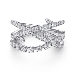 14K White Gold Diamond Thorn Criss Cross Ring
