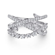 14K White Gold Diamond Thorn Criss Cross Ring