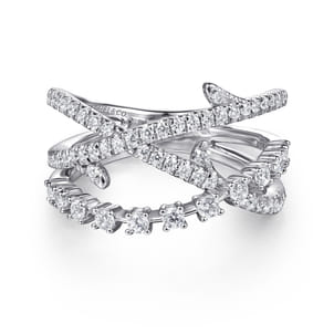 14K White Gold Diamond Thorn Criss Cross Ring