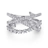 14K White Gold Diamond Thorn Criss Cross Ring - 0.55 ct