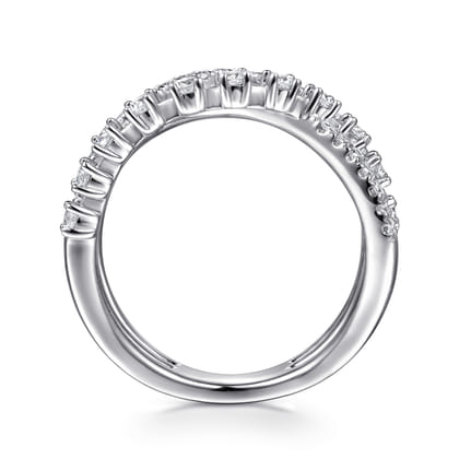 14K White Gold Diamond Thorn Criss Cross Ring