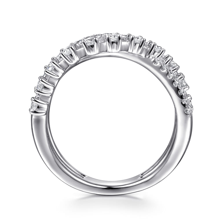 14K White Gold Diamond Thorn Criss Cross Ring - 0.55 ct - Shot 2