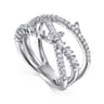 14K White Gold Diamond Thorn Criss Cross Ring - 0.55 ct