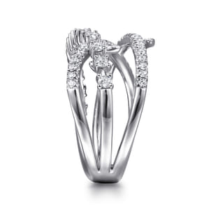 14K White Gold Diamond Thorn Criss Cross Ring