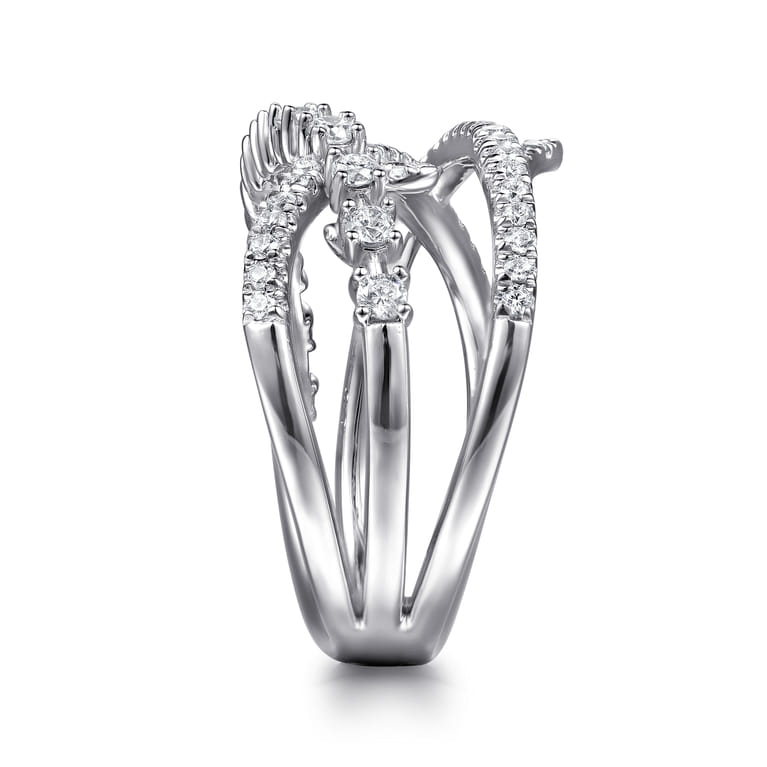 14K White Gold Diamond Thorn Criss Cross Ring - 0.55 ct - Shot 4