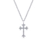14K White Gold Diamond Trefoil Cross Necklace - 0.1 ct