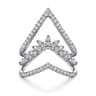 14K White Gold Diamond Triple Row Chevron Ladies Ring - 0.5 ct