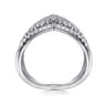 14K White Gold Diamond Triple Row Chevron Ladies Ring - 0.5 ct