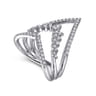 14K White Gold Diamond Triple Row Chevron Ladies Ring - 0.5 ct