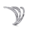 14K White Gold Diamond Triple Row Chevron Ladies Ring - 0.5 ct