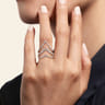 14K White Gold Diamond Triple Row Chevron Ladies Ring - 0.5 ct