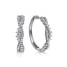 14K White Gold Diamond Twisted Intricate Hoop Earrings - 1.7 ct