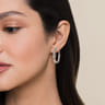 14K White Gold Diamond Twisted Intricate Hoop Earrings - 1.7 ct