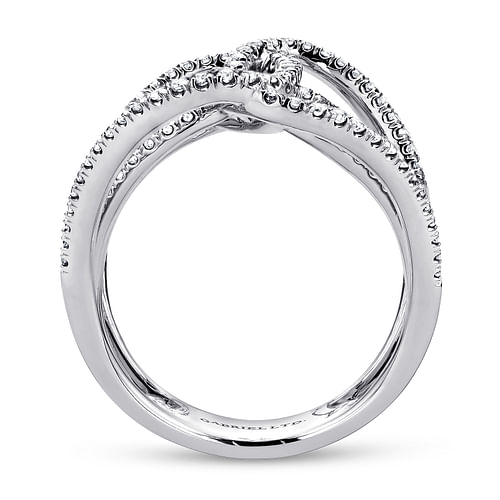 14K White Gold Diamond Twisted Ladies Ring - 1.05 ct - Shot 2