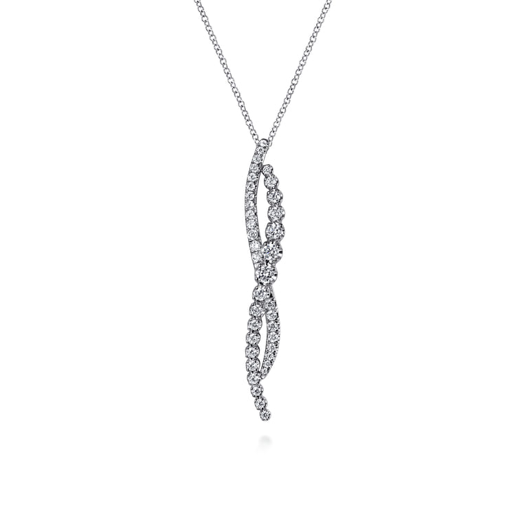 14K White Gold Diamond Twisted Pendant Necklace - 0.7 ct - Shot 1