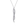 14K White Gold Diamond Twisted Pendant Necklace - 0.7 ct