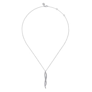 14K White Gold Diamond Twisted Pendant Necklace