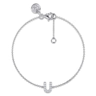 14K White Gold Diamond U Initial Chain Bracelet