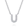 14K White Gold Diamond U Initial Pendant Necklace - 0.07 ct