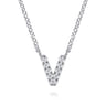 14K White Gold Diamond V Initial Pendant Necklace - 0.06 ct
