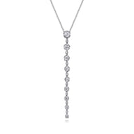 14K White Gold Diamond Vertical Bar Necklace　