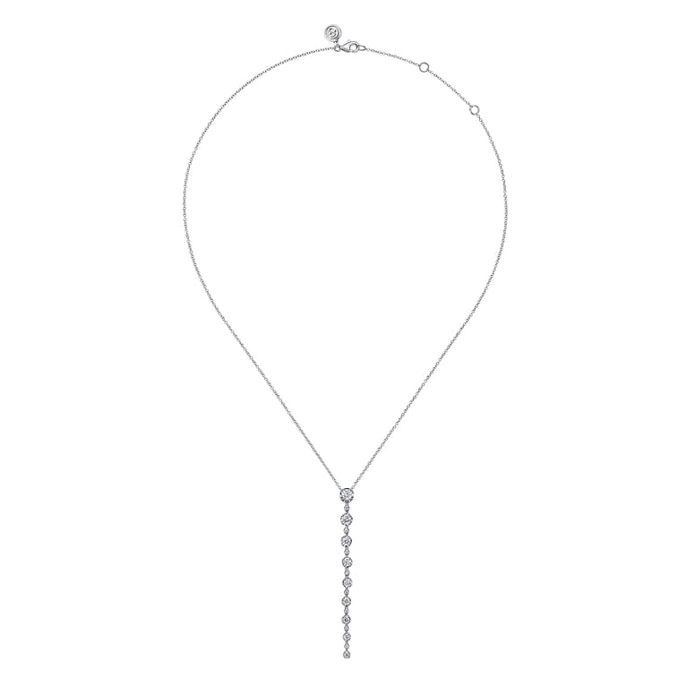 14K White Gold Diamond Vertical Bar Necklace　 - 1.05 ct - Shot 2