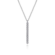 14K White Gold Diamond Vertical Bar Y Pendant Necklace