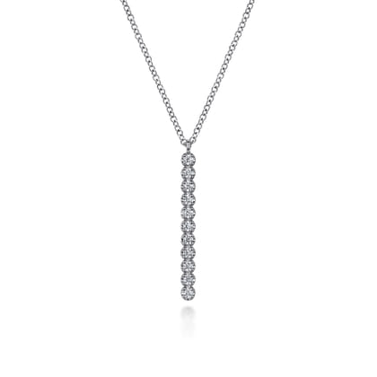 14K White Gold Diamond Vertical Bar Y Pendant Necklace