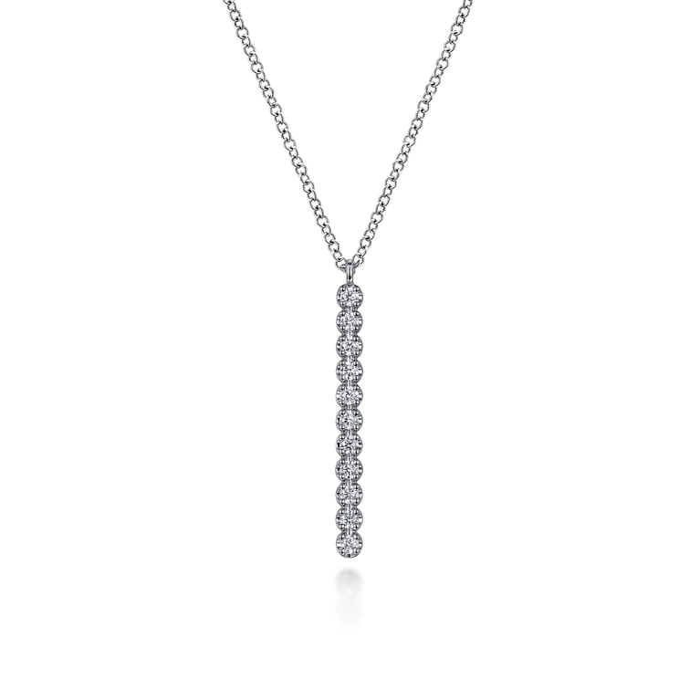 14K White Gold Diamond Vertical Bar Y Pendant Necklace - 0.25 ct - Shot 1