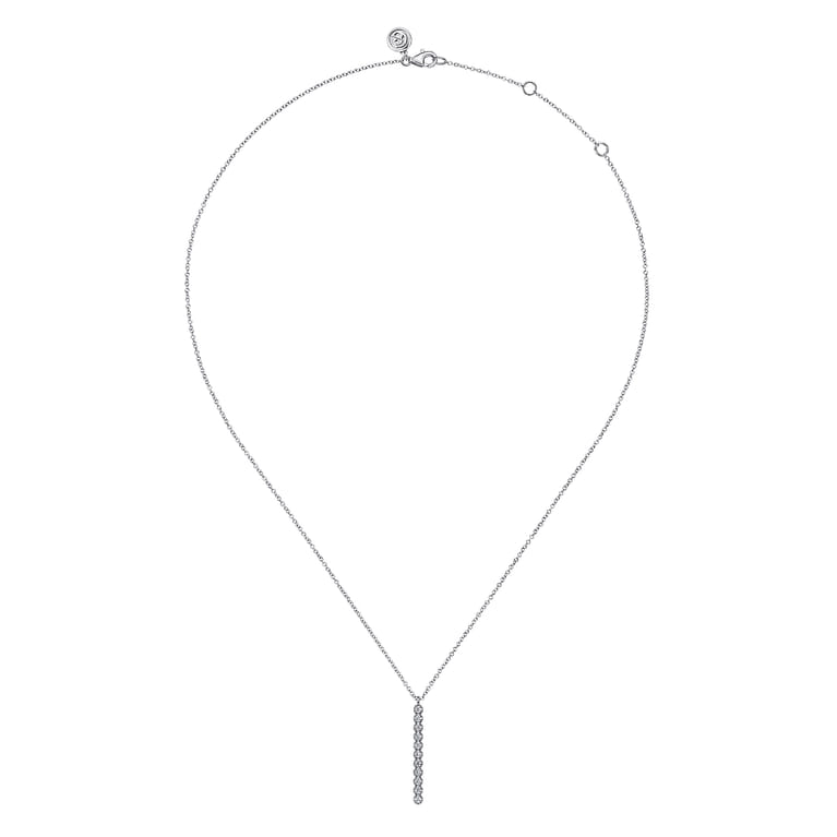 14K White Gold Diamond Vertical Bar Y Pendant Necklace - 0.25 ct - Shot 2