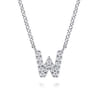 14K White Gold Diamond W Initial Pendant Necklace - 0.08 ct