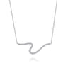 14K White Gold Diamond Wave Bar Necklace - 0.3 ct