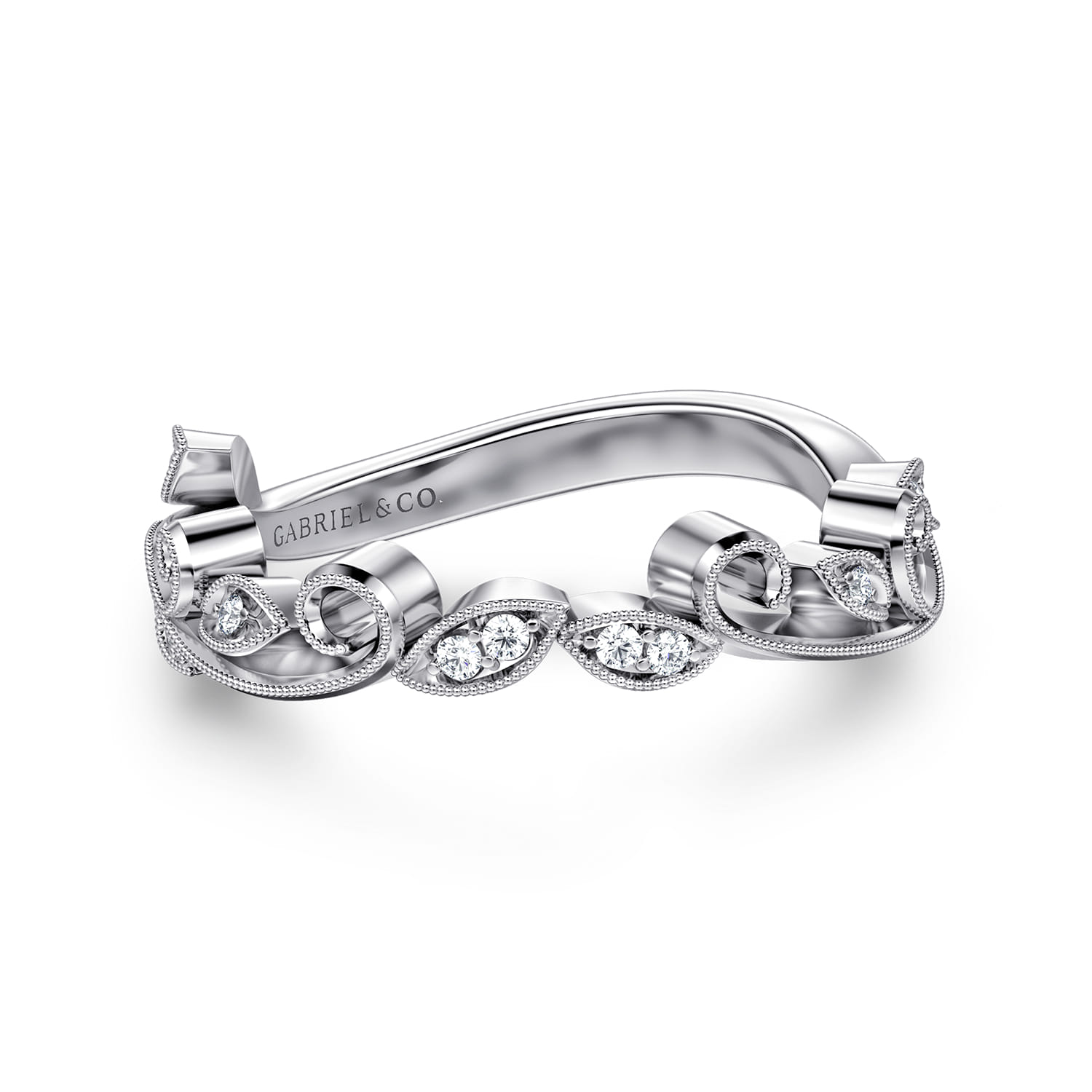 14K White Gold Diamond Wedding Band - 0.08 ct - Shot 1