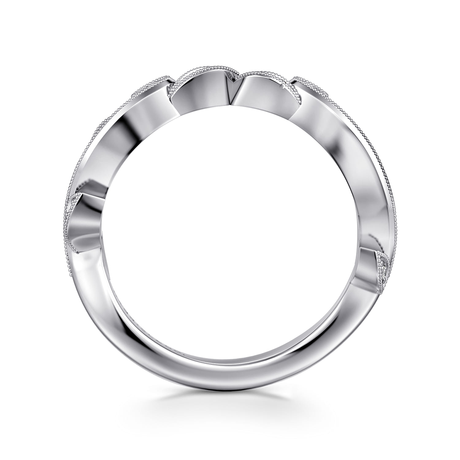 14K White Gold Diamond Wedding Band - 0.08 ct - Shot 2