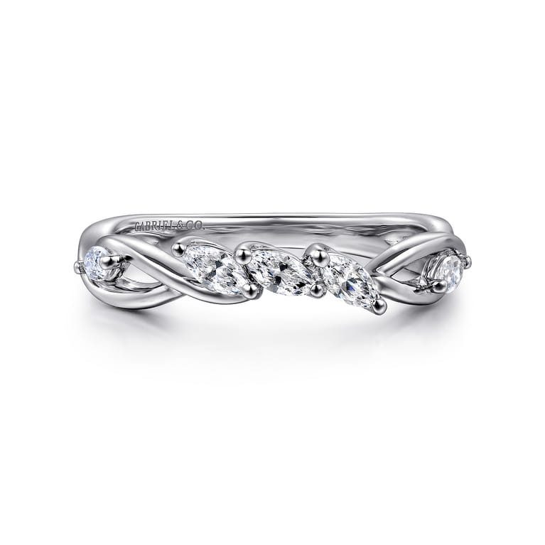 14K White Gold Diamond Wedding Band - 0.3 ct - Shot 1