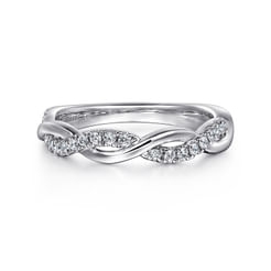 14K White Gold Diamond Wedding Band