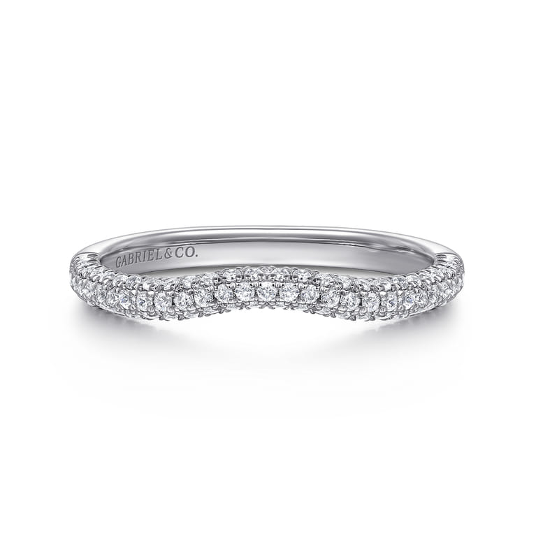 14K White Gold Diamond Wedding Band - 0.38 ct - Shot 1