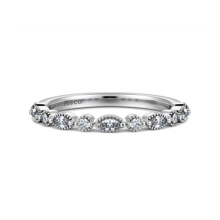 14K White Gold Diamond Wedding Band - 0.24 ct - Shot 1