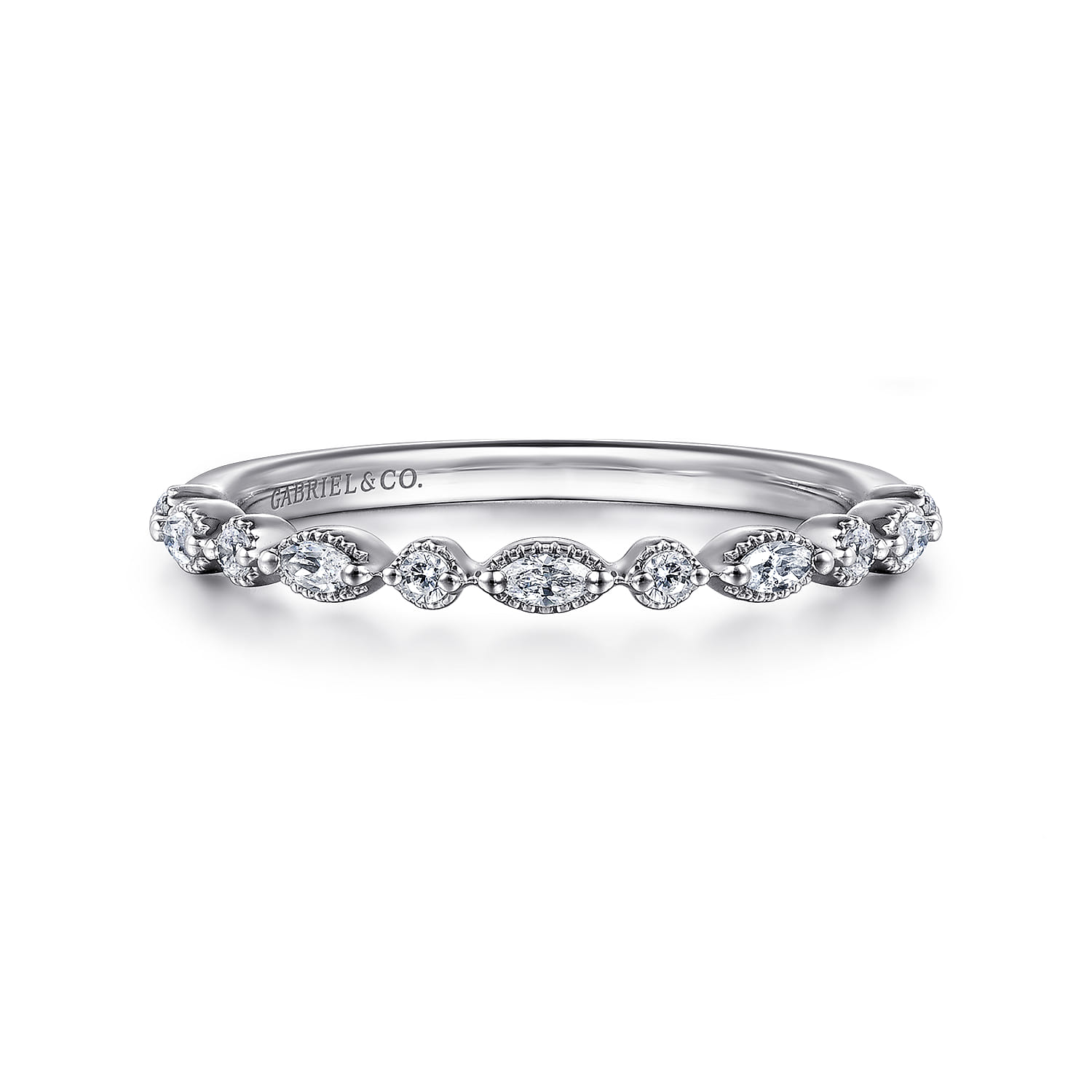 14K White Gold Diamond Wedding Band - 0.24 ct - Shot 1