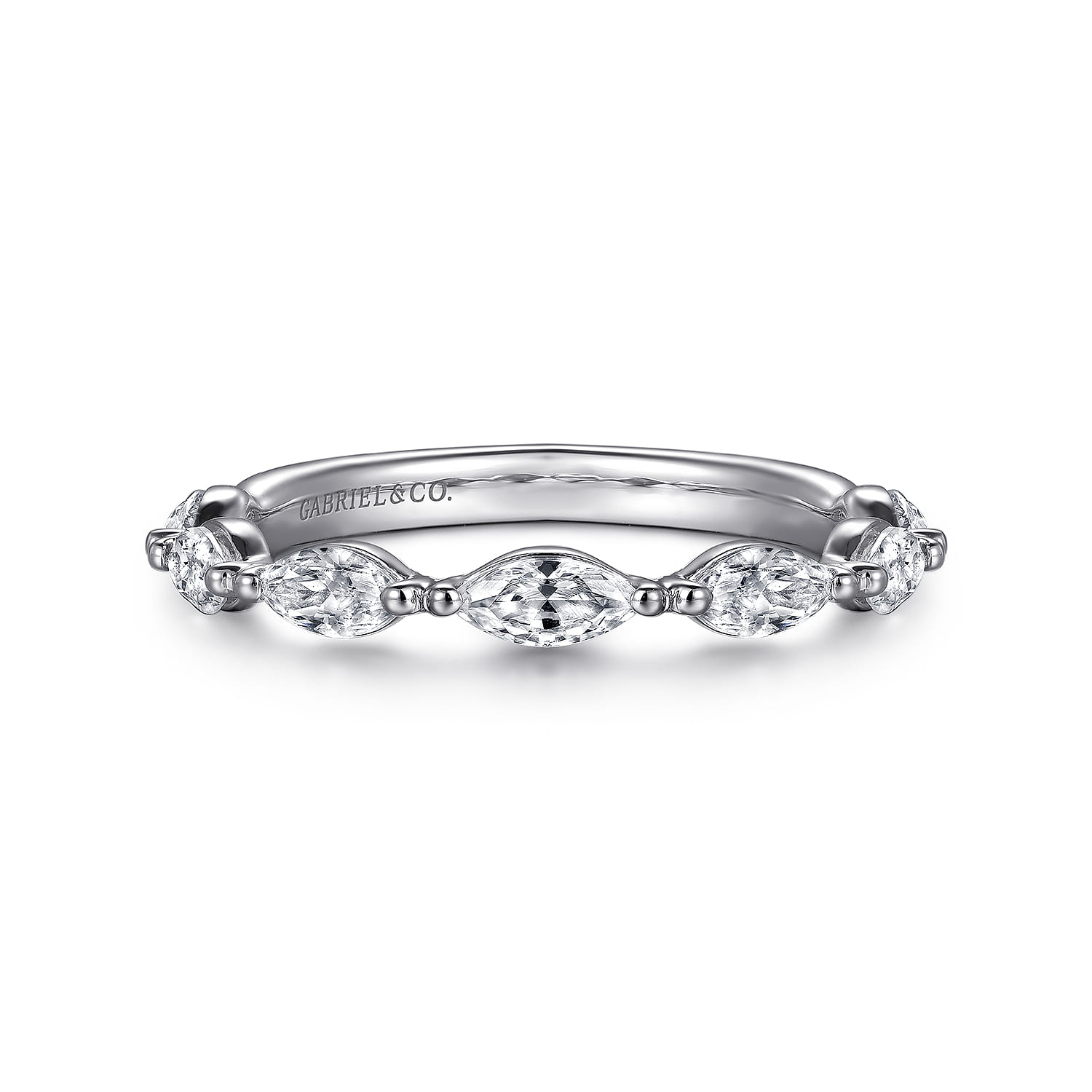 14K White Gold Diamond Wedding Band - 0.6 ct - Shot 1