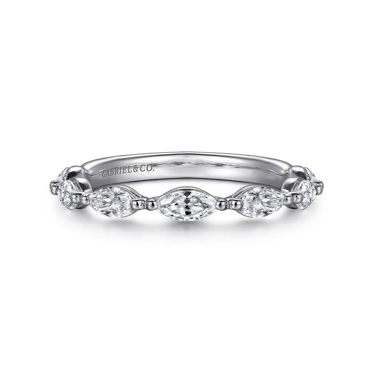 14K White Gold Diamond Wedding Band - 0.6 ct - Shot 1