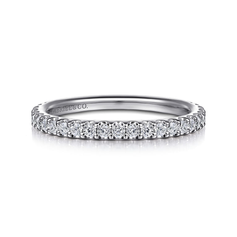 14K White Gold Diamond Wedding Band - 0.38 ct - Shot 1