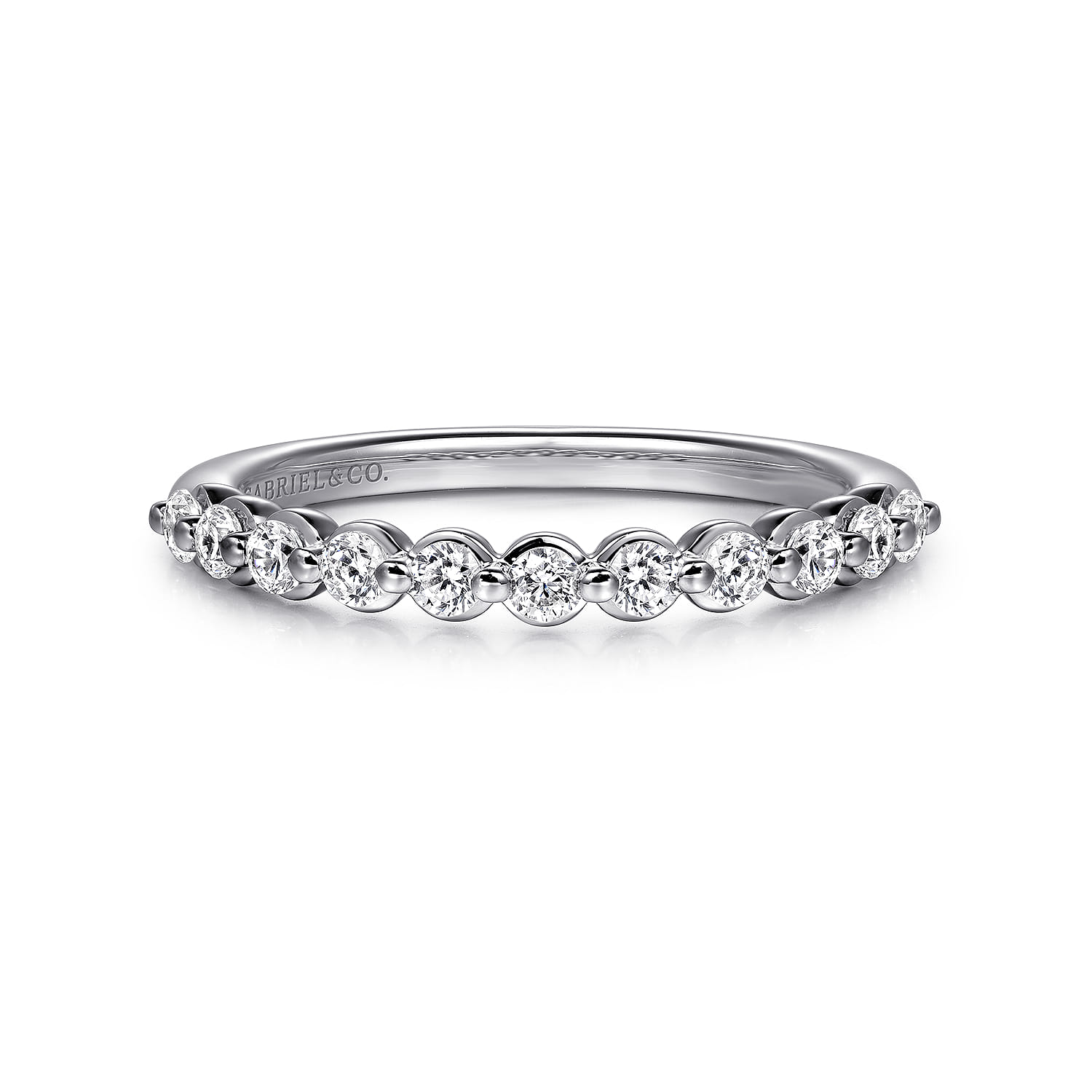 14K White Gold Diamond Wedding Band - 0.37 ct - Shot 1